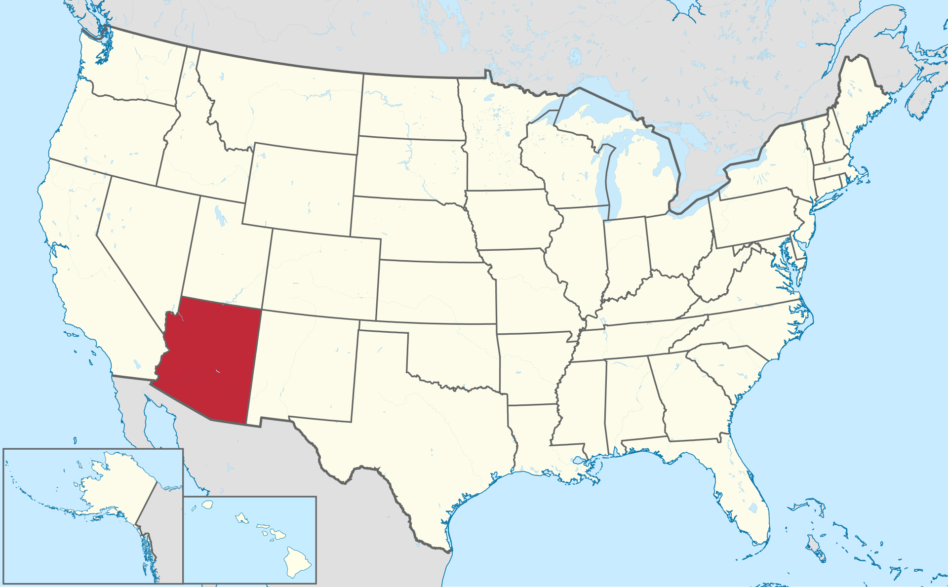 Mapa de Arizona — ruta de compras desde Arizona hacia México