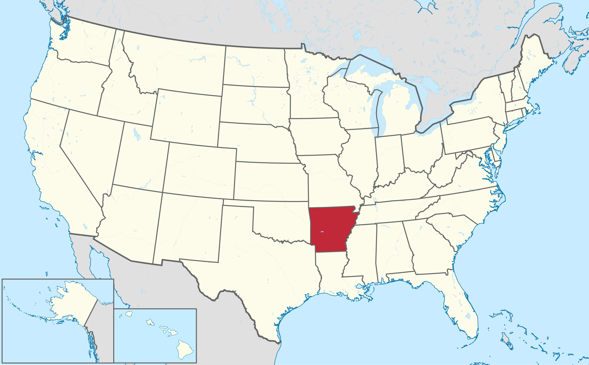 Mapa de Arkansas — ruta de compras desde Arkansas hacia México