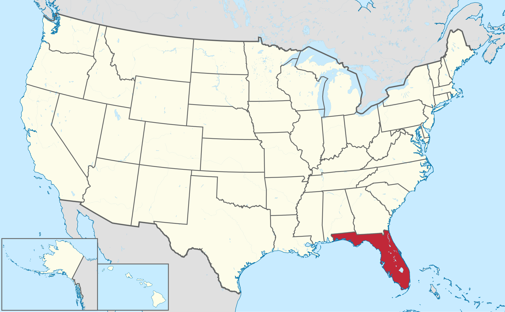 Mapa de Florida — ruta de compras desde Florida hacia México
