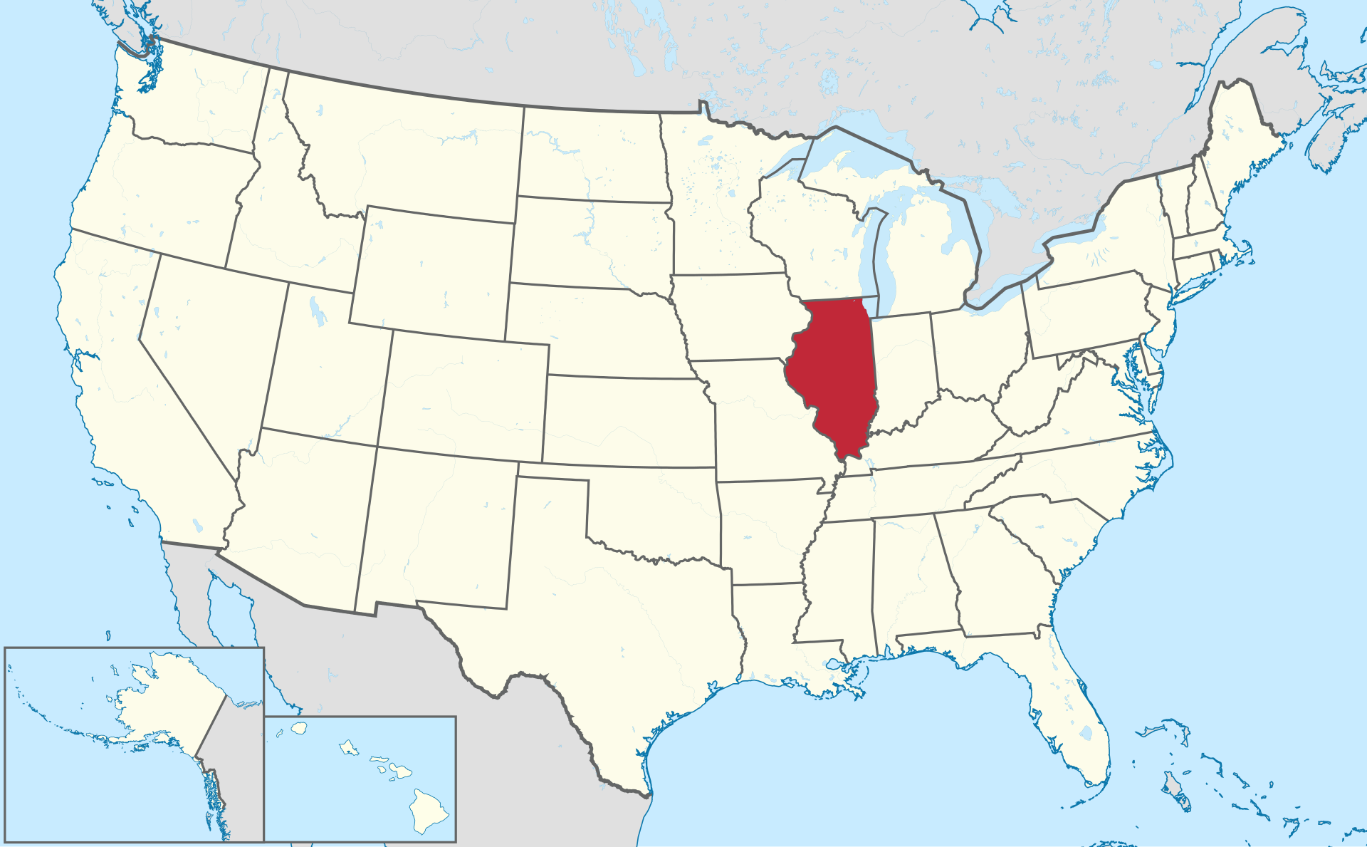 Mapa de Illinois — ruta de compras desde Illinois hacia México