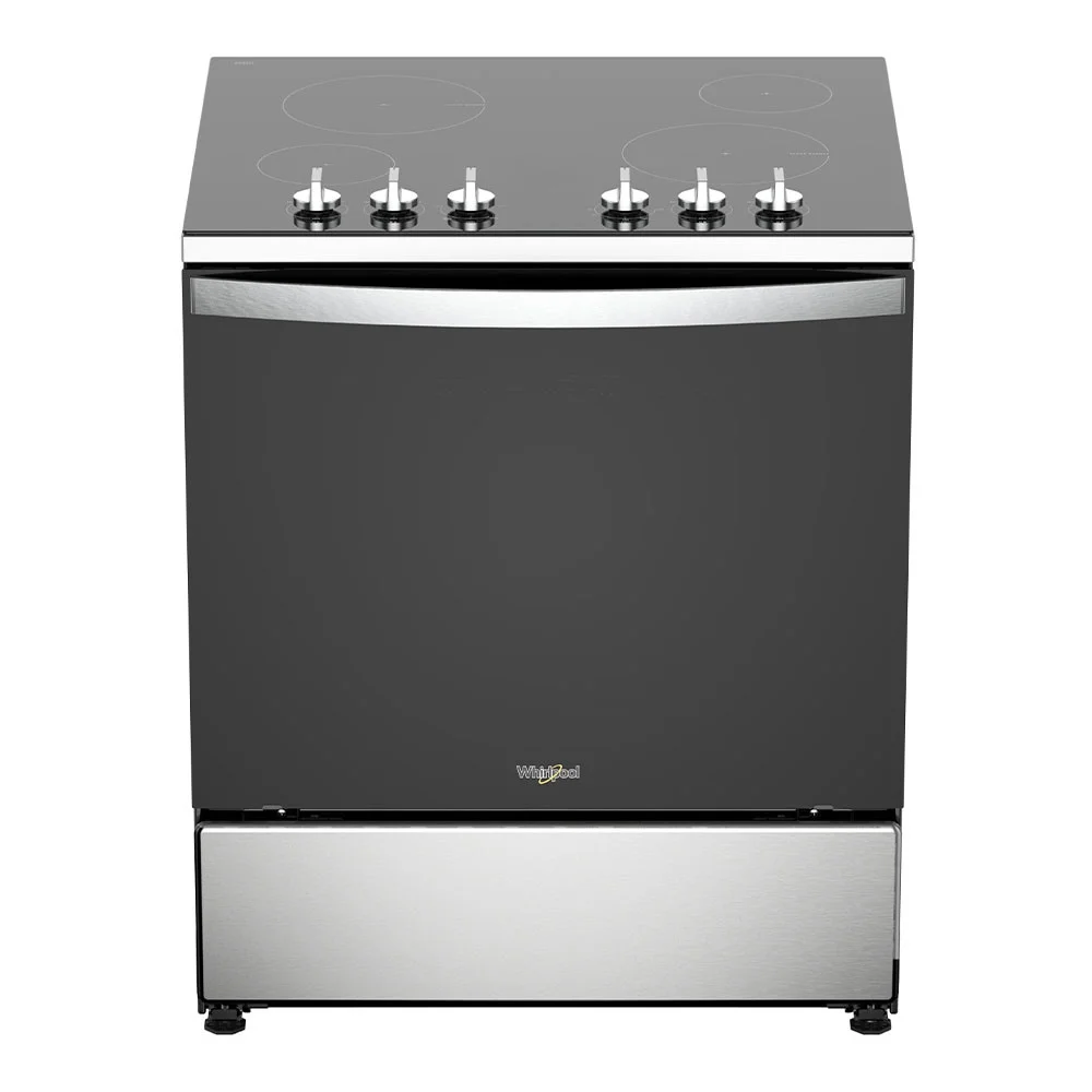 Estufa Whirlpool Electrica de Piso 30 pulgadas 4 elementos de Calor Negro sin capelo WFRE1300D