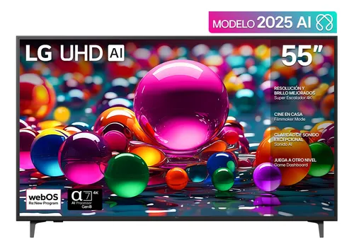 Pantalla 55 pulgadas LG UHD AI UA75 4K SMART TV 2025 55UA7500PSA
