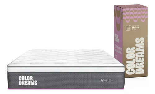 Colchón Queen Color Dreams Pro Hybrid 28 cm Híbrido pocket coil + memory foam con Eurotop Firmeza media Hipoalergénico y antiácaros 150x190