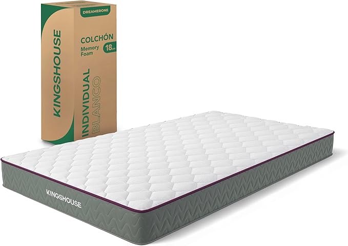 Kingshouse Colchón Individual en Caja 18 cm DREAMERONE de Espuma de Alta Densidad, Memory Foam, Firmeza Media, Hipoalergénico, Transpirable