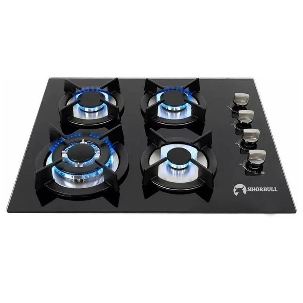 Parrilla Gas Empotrable Shorbull 4 Quemador Vidrio Templado
