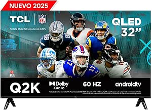 TCL Smart TV Pantalla 32" 32Q2K Android TV HD QLED Google Cast Alexa 2K HDR10 NITS 300 Panel 60 Hz Dolby Digital+